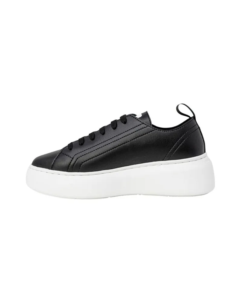Armani Exchange Synthetic Leather Low-Top Sneakers — Black Black