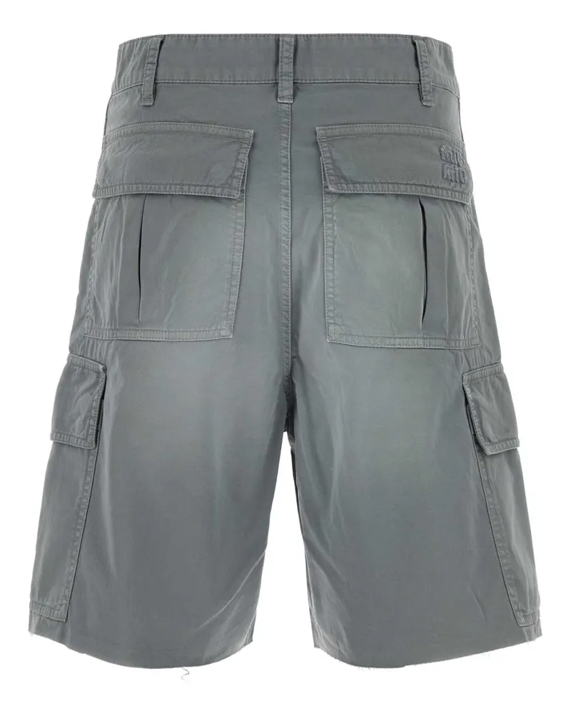 Miu Miu Women's Grey Twill Bermuda Shorts Acciaio Exterior: Cotton Pantaloni Trousers Gray