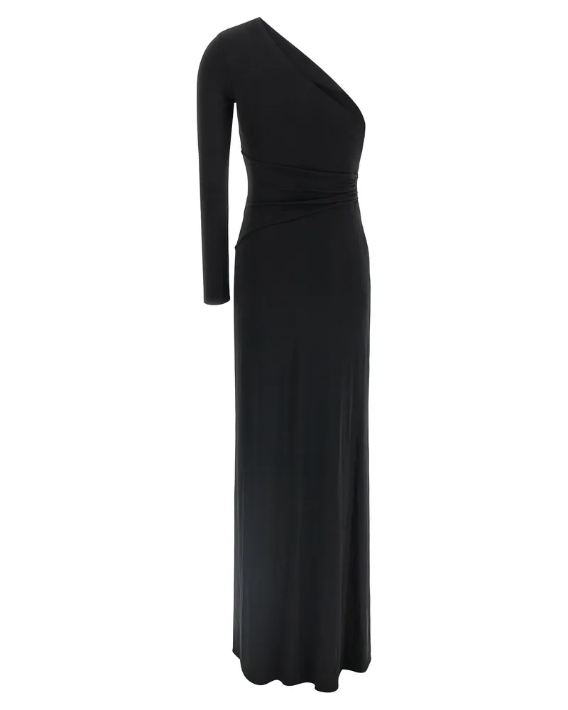 Elisabetta Franchi One-Shoulder Crêpe Jersey Dress — Black Black