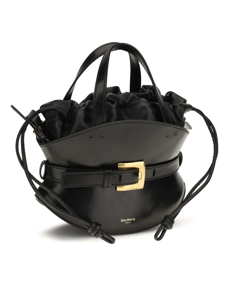 Balmain Women's Shuffle Mini Shoulder Bag Noir Calf Leather Bos Taurus Black