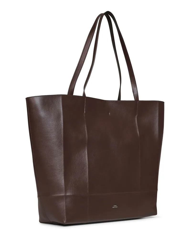 Totême Women's Oversize Tote Bag Roam Brown Calf Leather Shoulder Brown