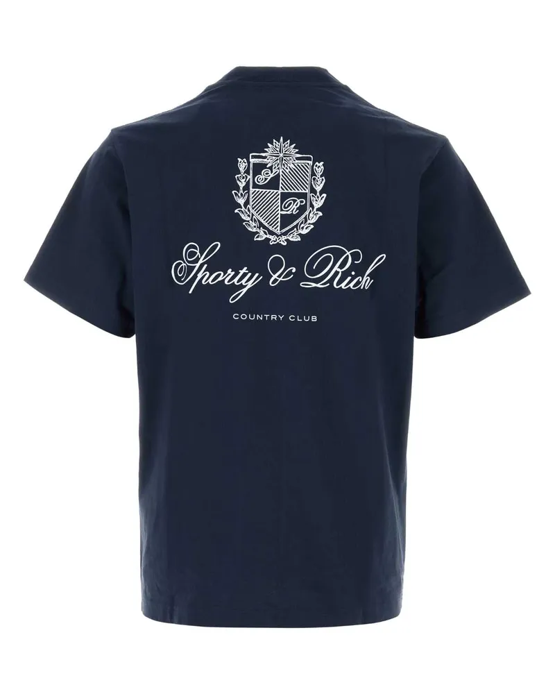 SPORTY & RICH Script T-Shirt — Navy Navy