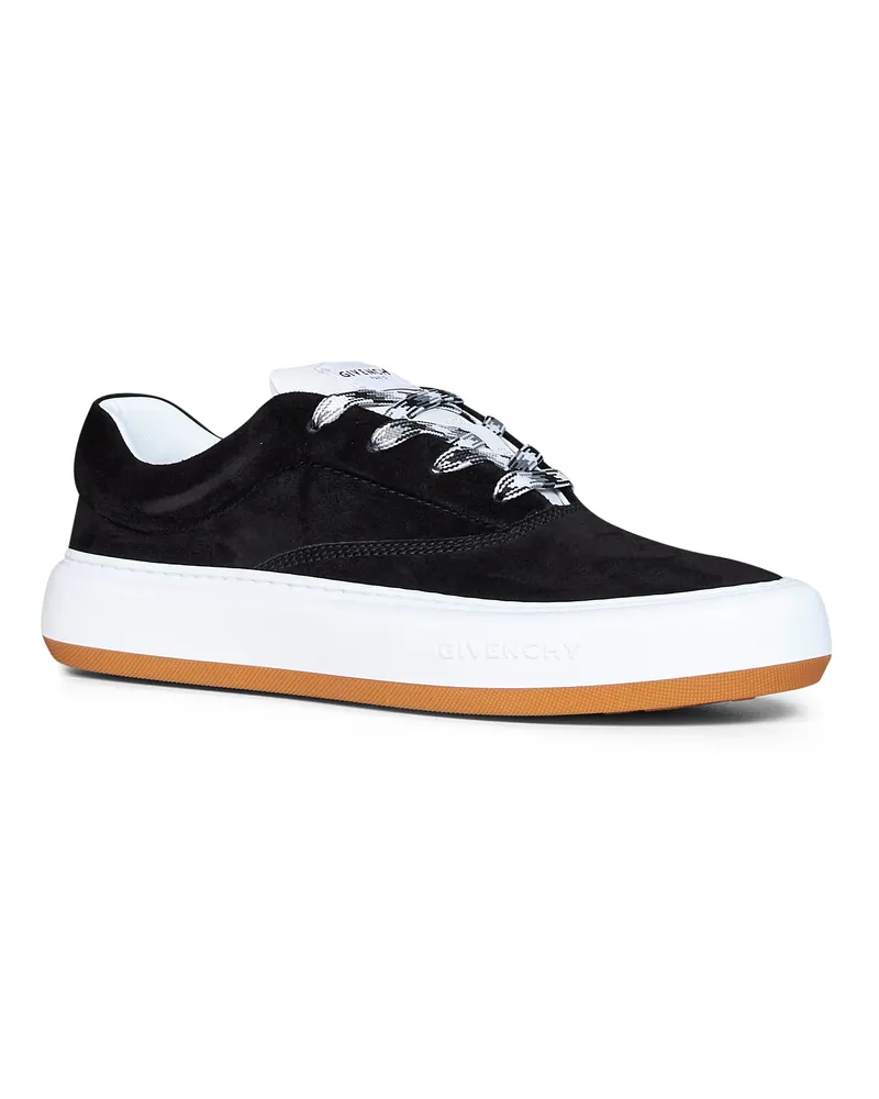 Givenchy Men's Sneakers New City Black Suede Lamb Fur Trainers 