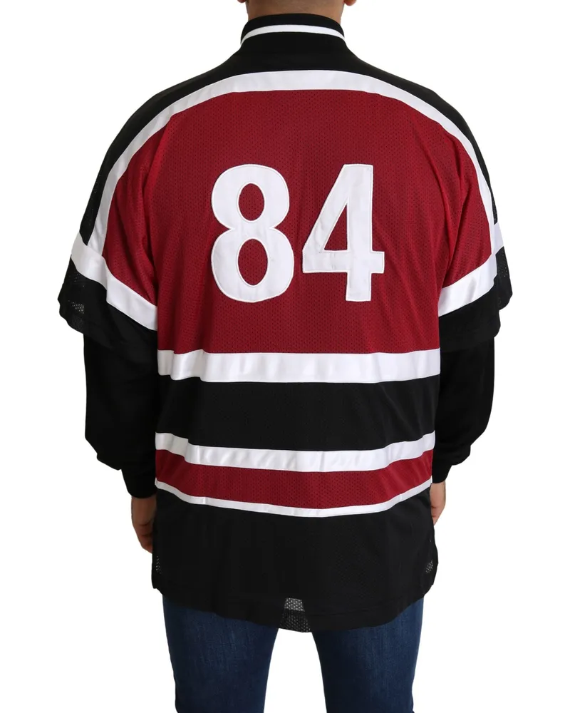 Dolce & Gabbana Men's Red Black Amore Sport Full Zipper Sweater And Nylon Clothing Multicolor