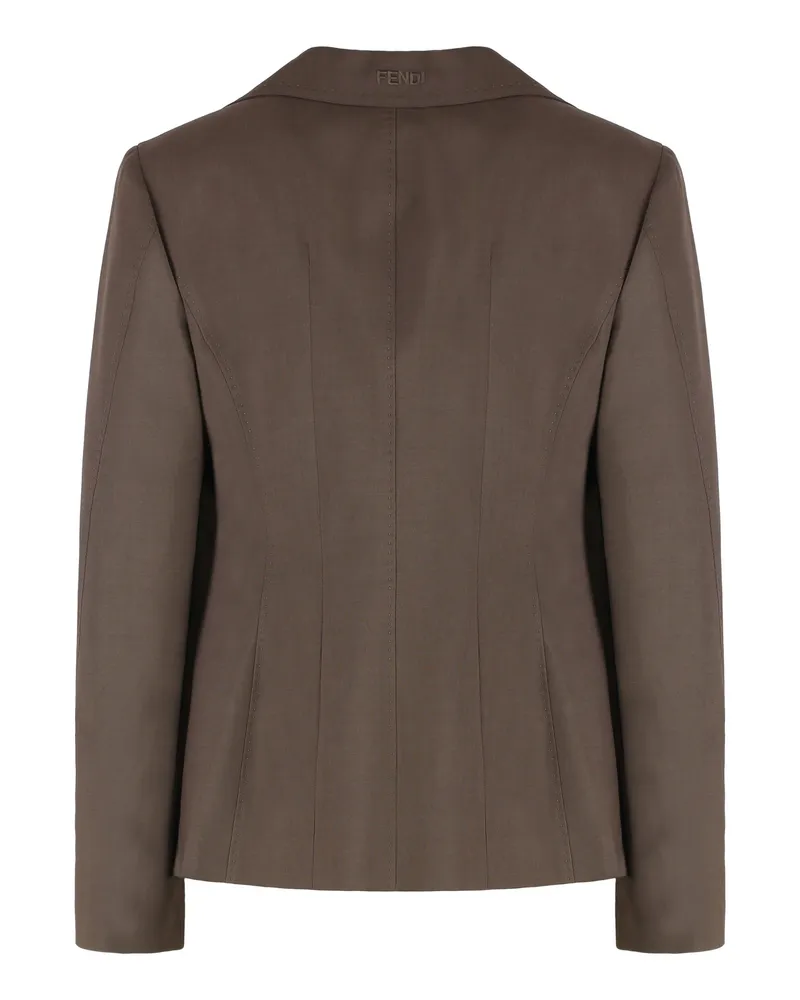 Fendi Women's Blazer Wool-Mohair Brown Blazers Jacket Brown