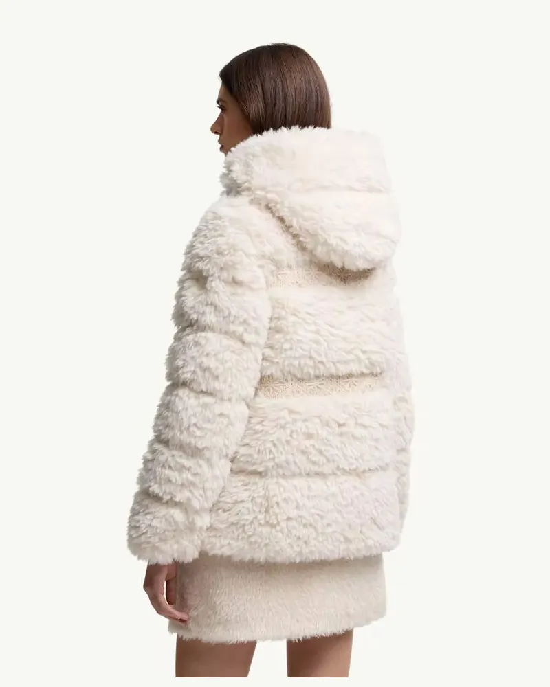 Moncler Quilted Puffy Down Jacket — Ecru Ecru