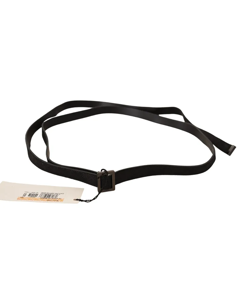 CoSTUME NATIONAL Women's Black Leather Metal Buckle Waist Belt Black