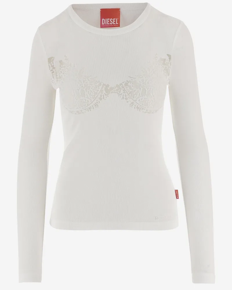 Diesel Women Sweater Sheer Pattern White Cotton White