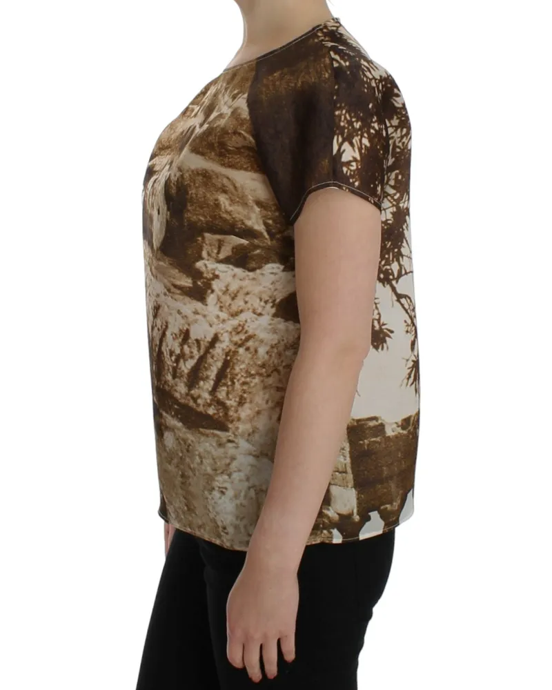 Dolce & Gabbana Women Brown Taormina Silk Blouse Brown