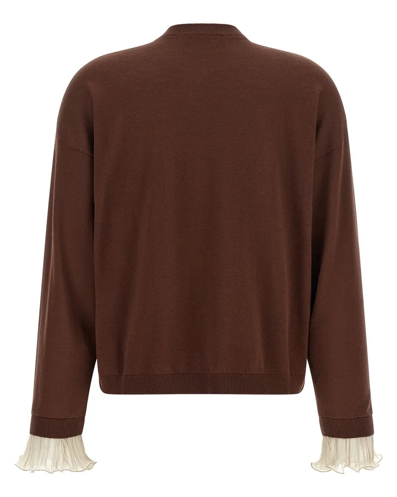 Fabiana Filippi Pleated Cuff Detail Sweater — Brown Brown