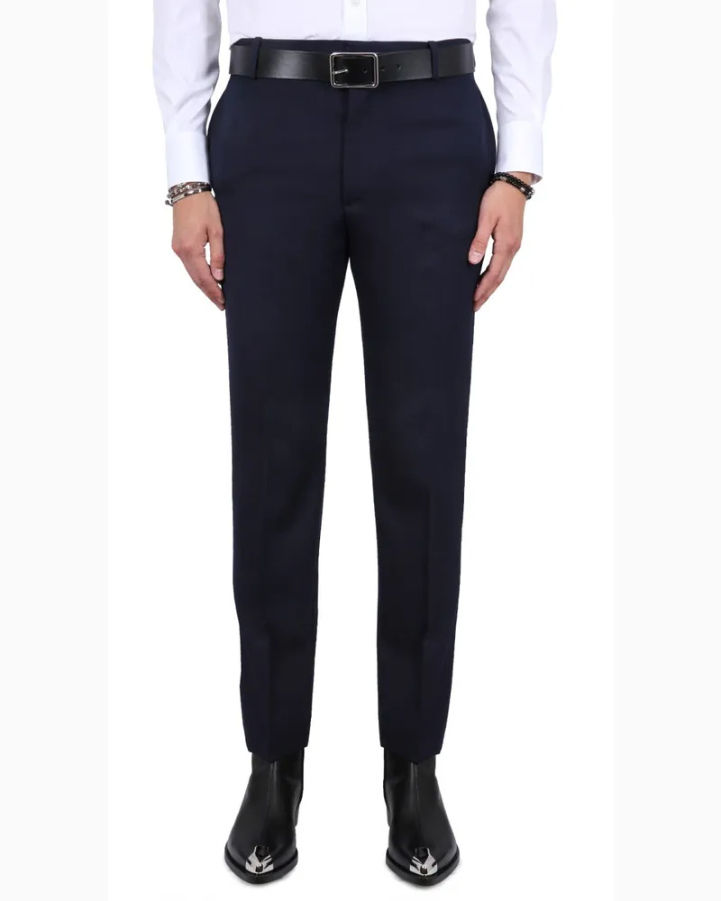 Alexander McQueen Tailored Wool Trousers — Blue Blue