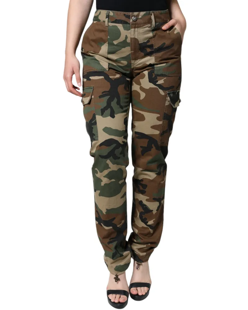 Dolce & Gabbana Women's Multicolor Camouflage Cargo Pants Cotton Multicolor