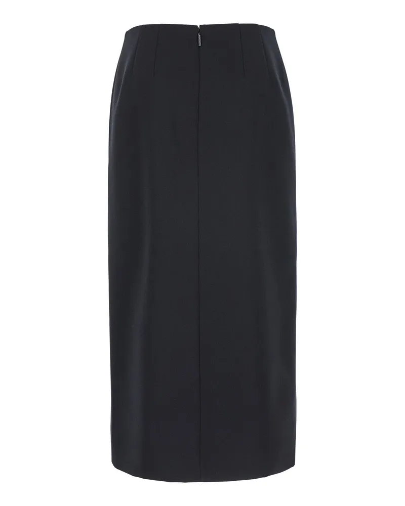 Valentino Garavani Women's Black Midi Skirt With Side Splits Wool Black