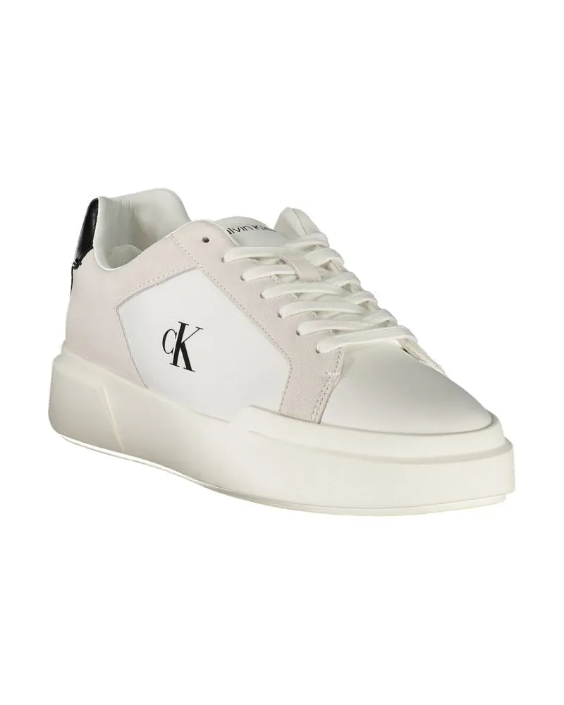 Calvin Klein Leather Color-Block Sneaker — White White