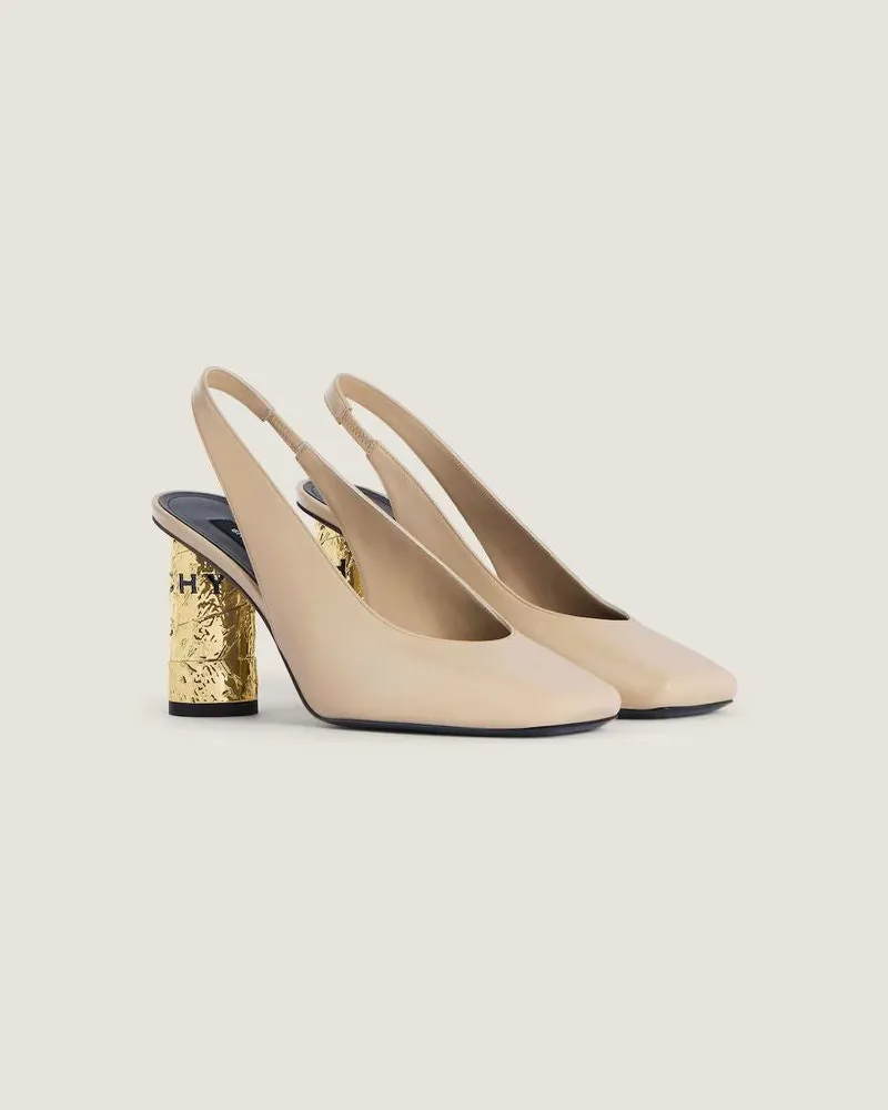 Givenchy Architectural Metallic Heel Slingback Heel — Beige Beige