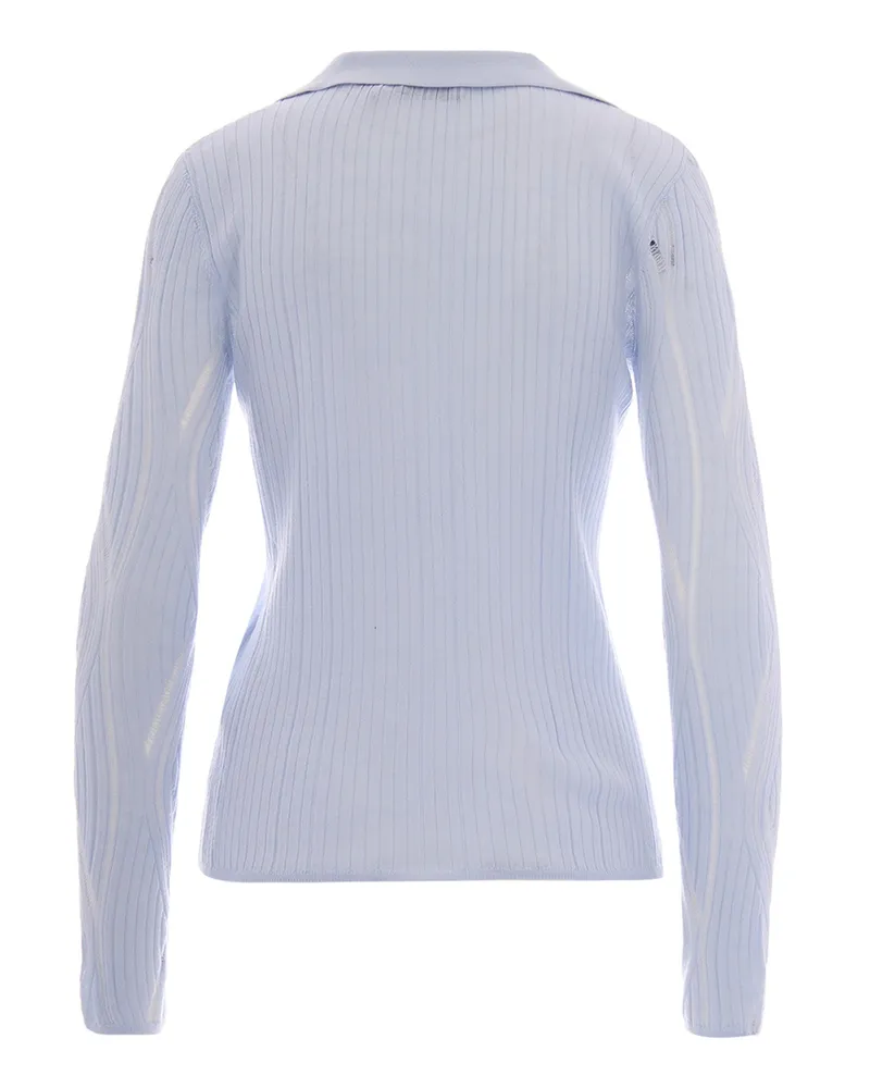 Liu Jo Women's Knit Jumper Fantasia Cielo Sky Blue Virgin Wool Jumpers Sweater Blue