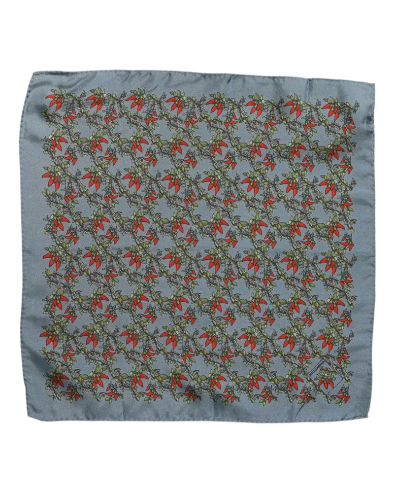 Dolce & Gabbana Gray Chilis Silk Square Men Foulard Scarf Gray