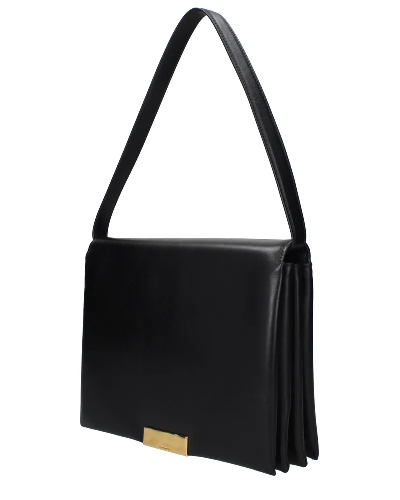 Jil Sander Women's Black Leather Shoulder Bag Black