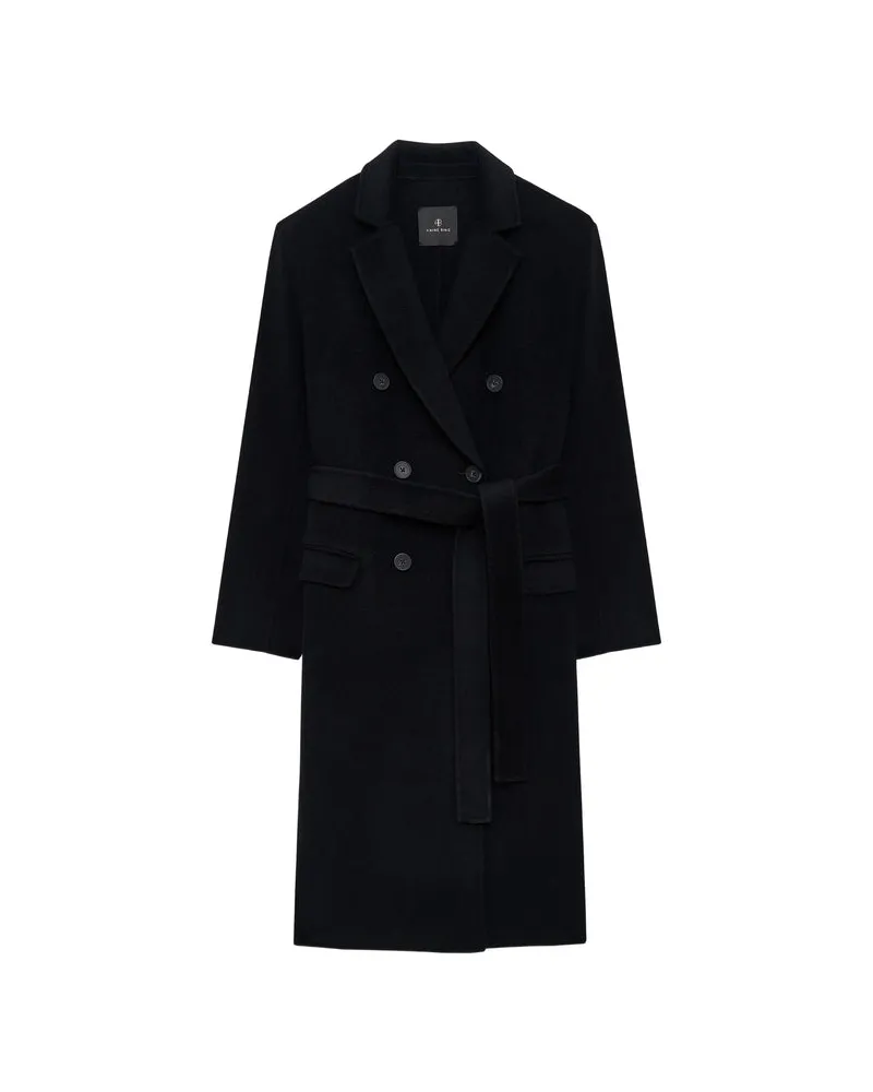 Anine Bing Wool-Cashmere Blend Coat — Black Black