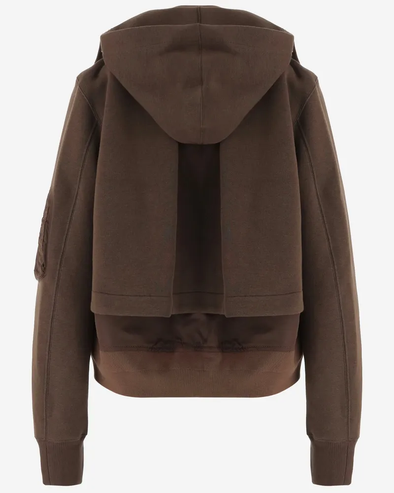 Sacai Women's Cotton-Blend Sweatshirt With Layered Details Brown Main: Cotton Top Brown