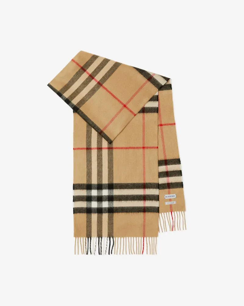 Burberry Checked Cashmere Scarf — Beige Beige