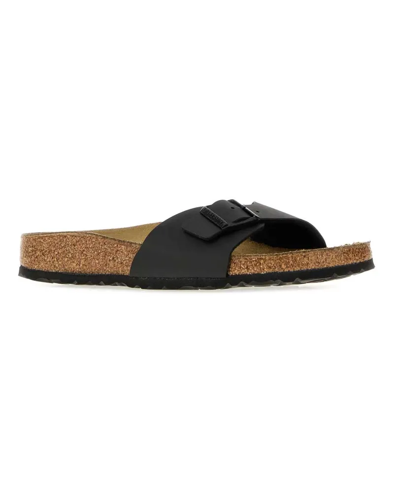 Birkenstock Women's Black Leather Madrid Slippers Flat Shoes Black
