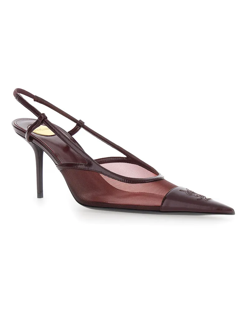 Saint Laurent Women's Pumps Renee Burgundy Leather Burgundy