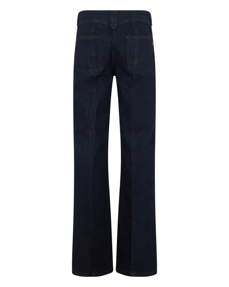 Tory Burch High-Rise Straight-Leg Denim Jeans — Blue Blue