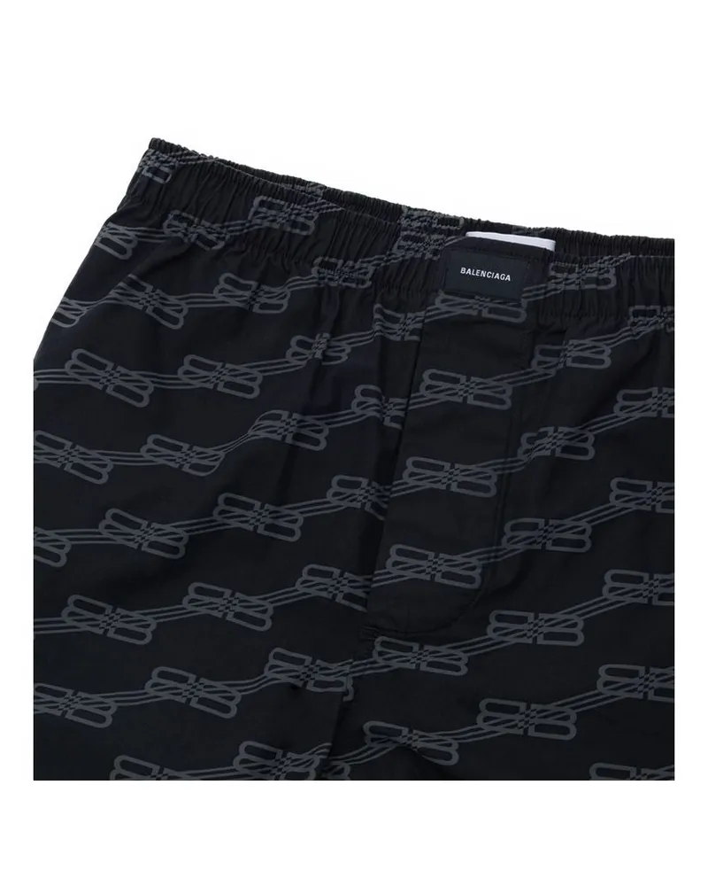 Balenciaga Allover Logo Cotton Bermuda Shorts — Black Black