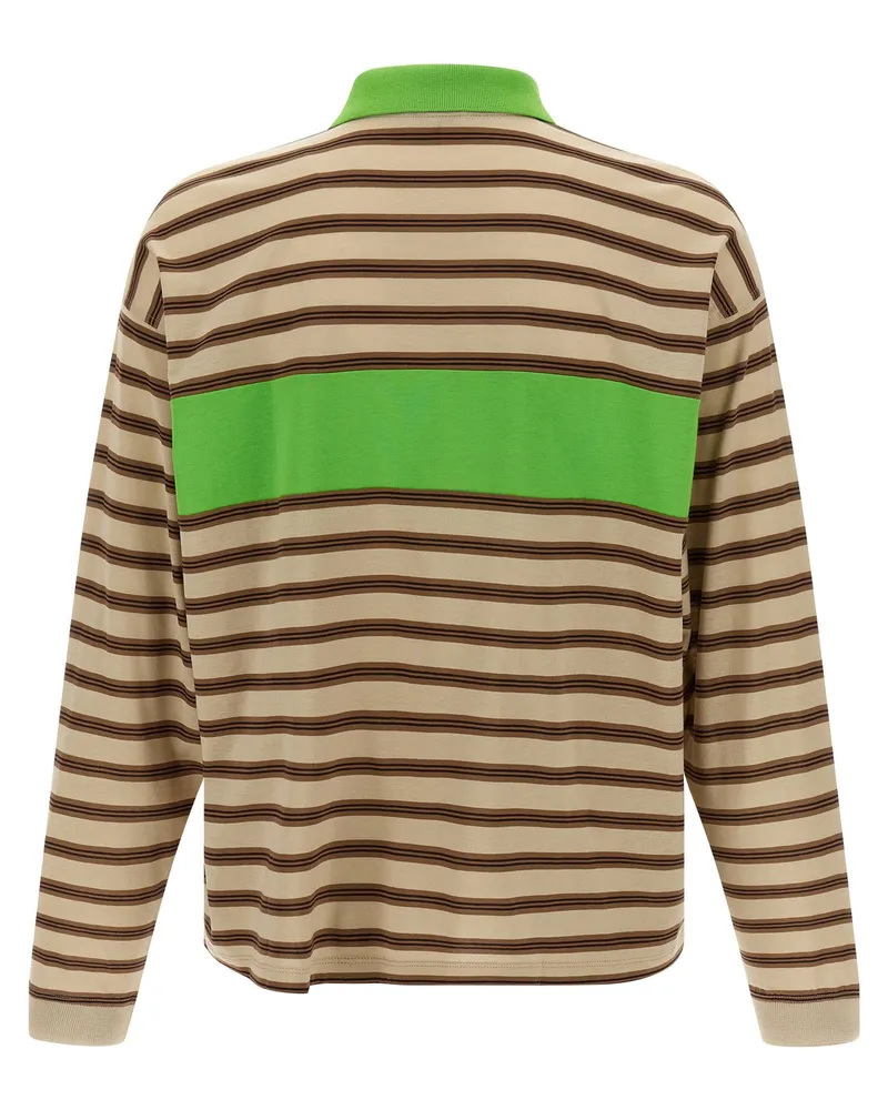 Versace Striped Intarsia Logo Polo Shirt — Green Green