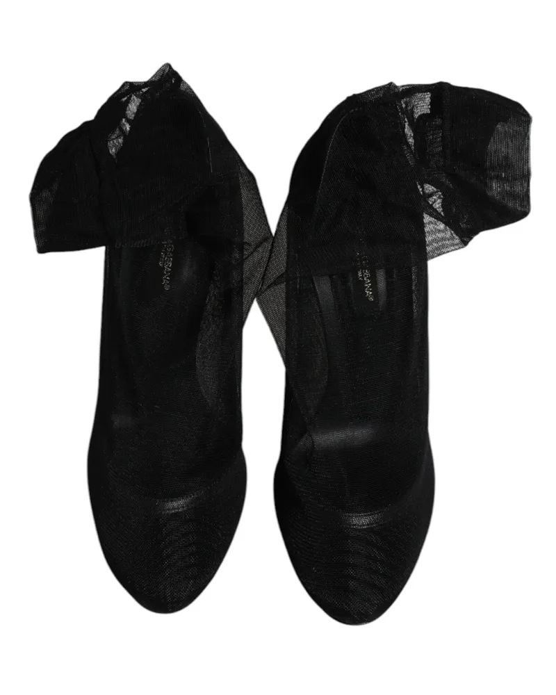 Dolce & Gabbana Women's Black Nylon Mesh Sock Style Boots Shoes Elastane Viscose Black