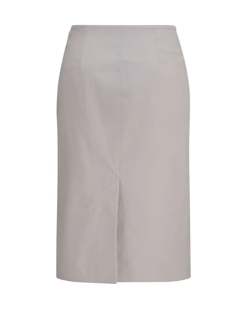 Miu Miu Cotton-Blend Midi Skirt — Gray Gray