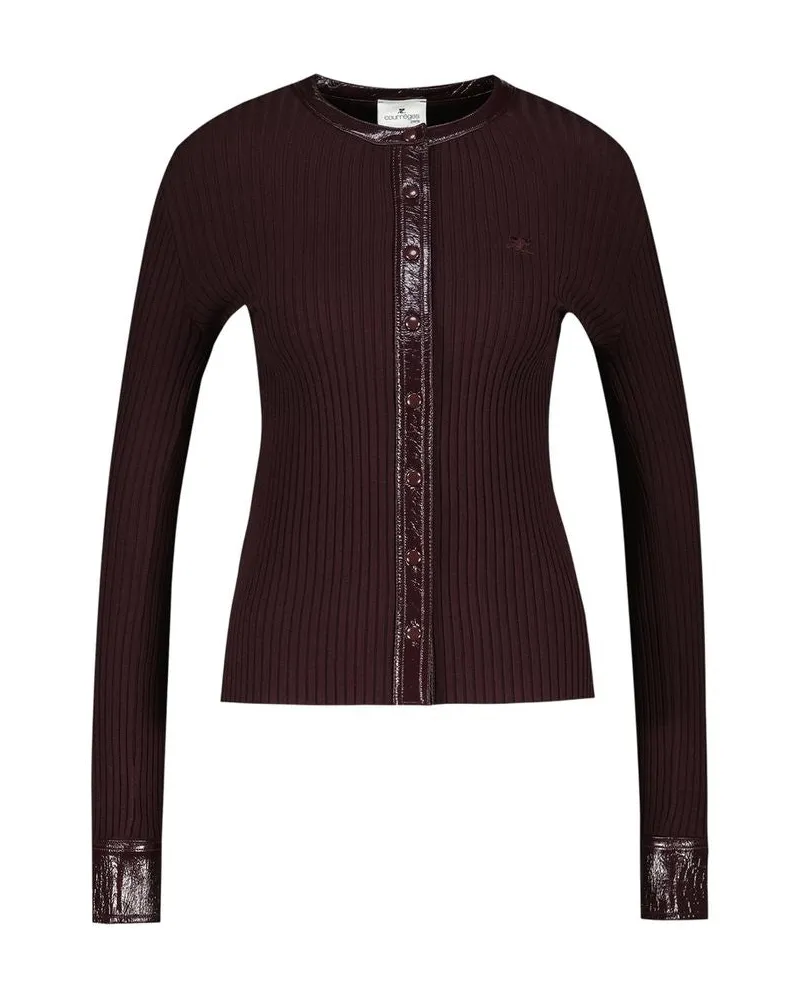 Courrèges Women's Contrasted Cardigan -  Wool Burgundy Concept-Store Ready-To-Wear Burgundy