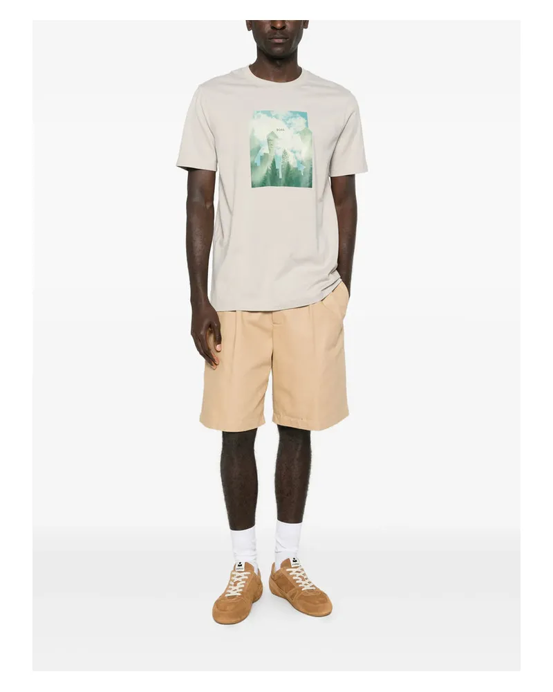 HUGO BOSS Graphic Print T-Shirt Neutrals