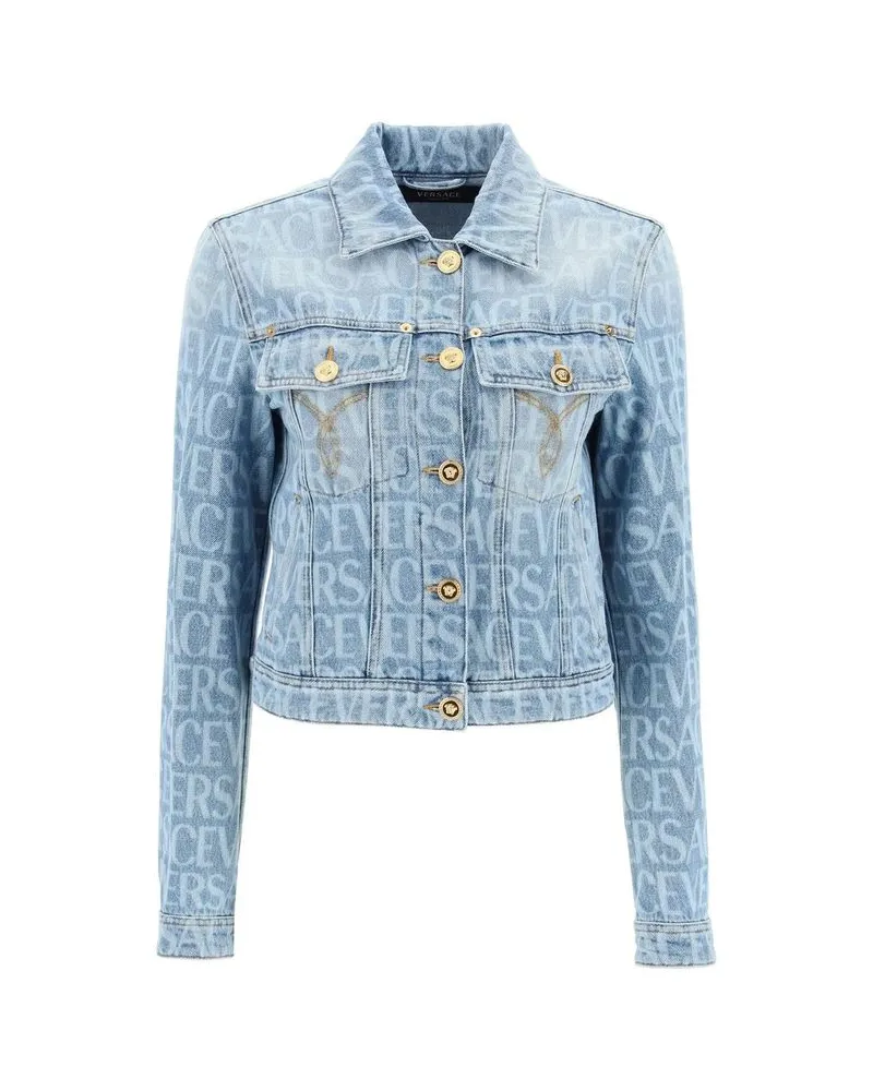 Versace Women's Blue Cotton Denim Jacket Clothing Blue