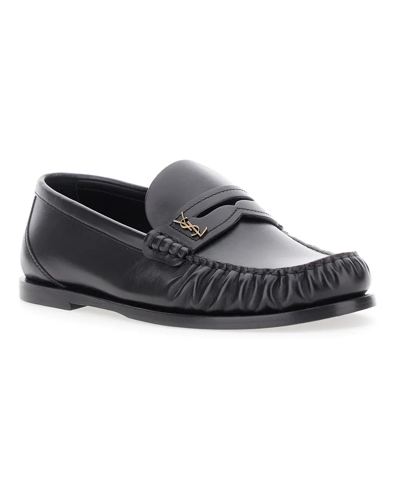 Saint Laurent Women's Loafers Laurent Black Leather Calfskin Black