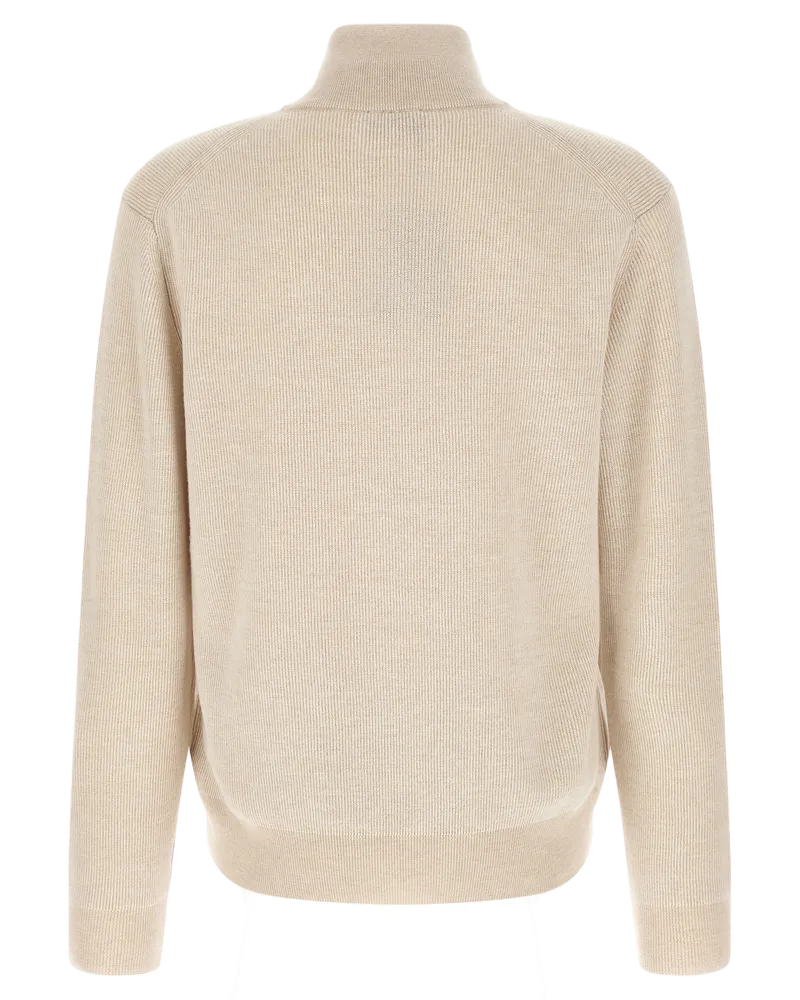 Brioni Cashmere-Blend Half-Zip Sweater — Beige Beige