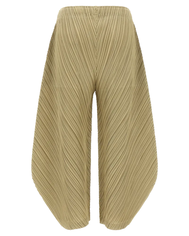 Issey Miyake Pleated Polyester Trousers — Beige Beige