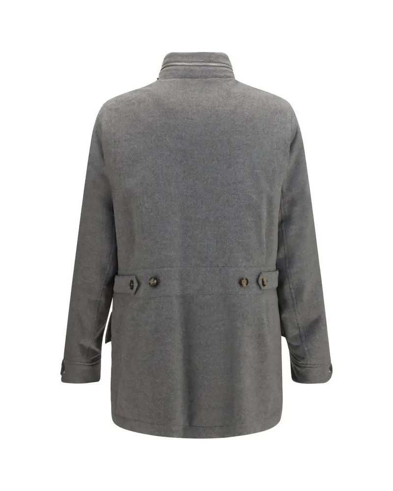 Brunello Cucinelli Men's Gray Cashmere Full-Length Jacket Clothing Gray