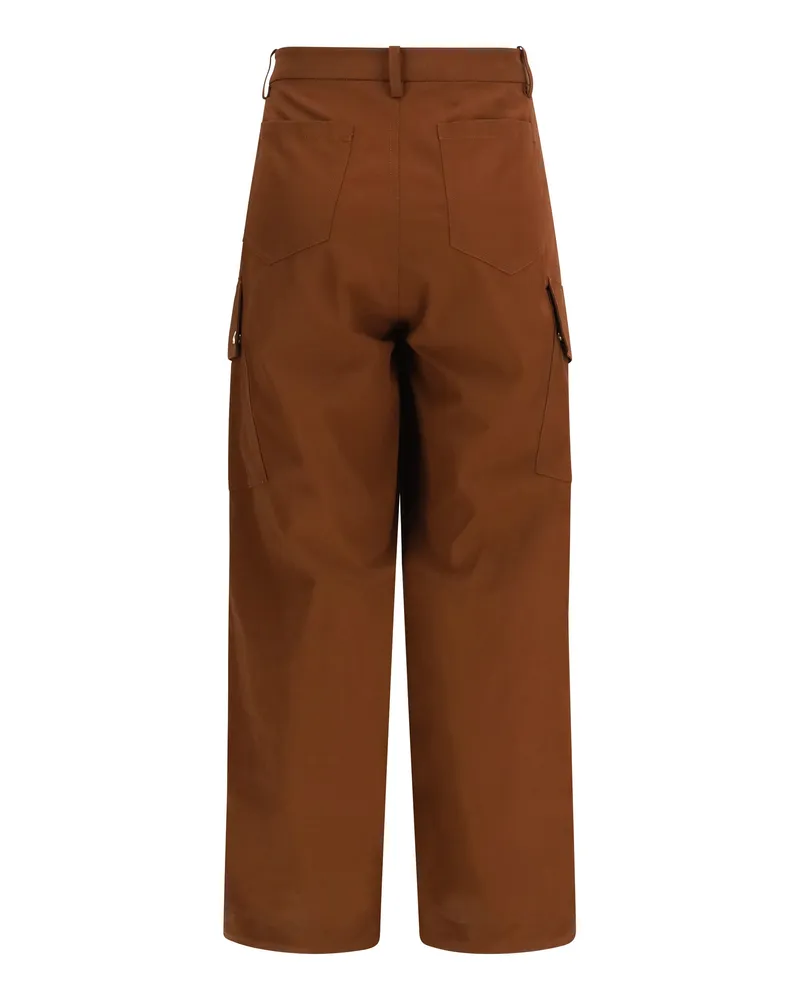 Pinko Women's Rosalín Cotton Pants Marrone Terra X Piante Trousers Brown