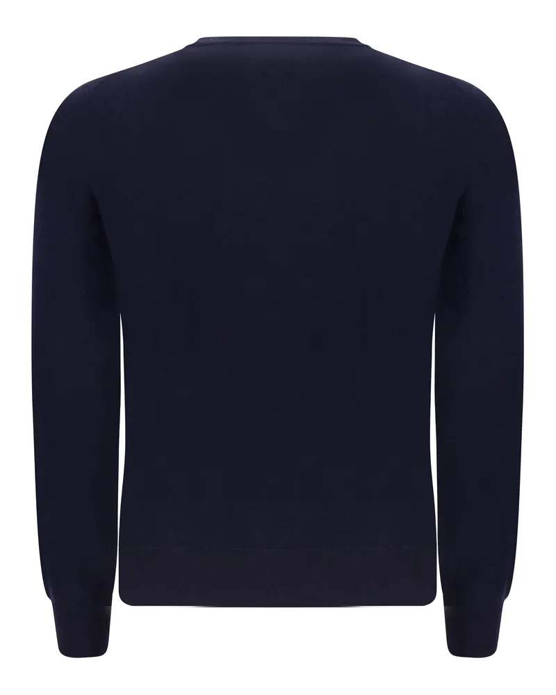 Brunello Cucinelli Men's Virgin Wool Sweater Navy+grigio Scuro Navy