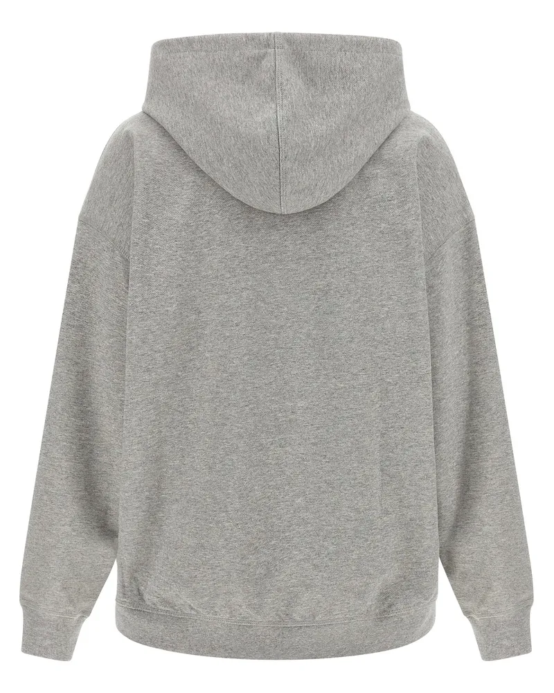 Ganni Tiger-Graphic Cotton Hoodie — Grey Grey