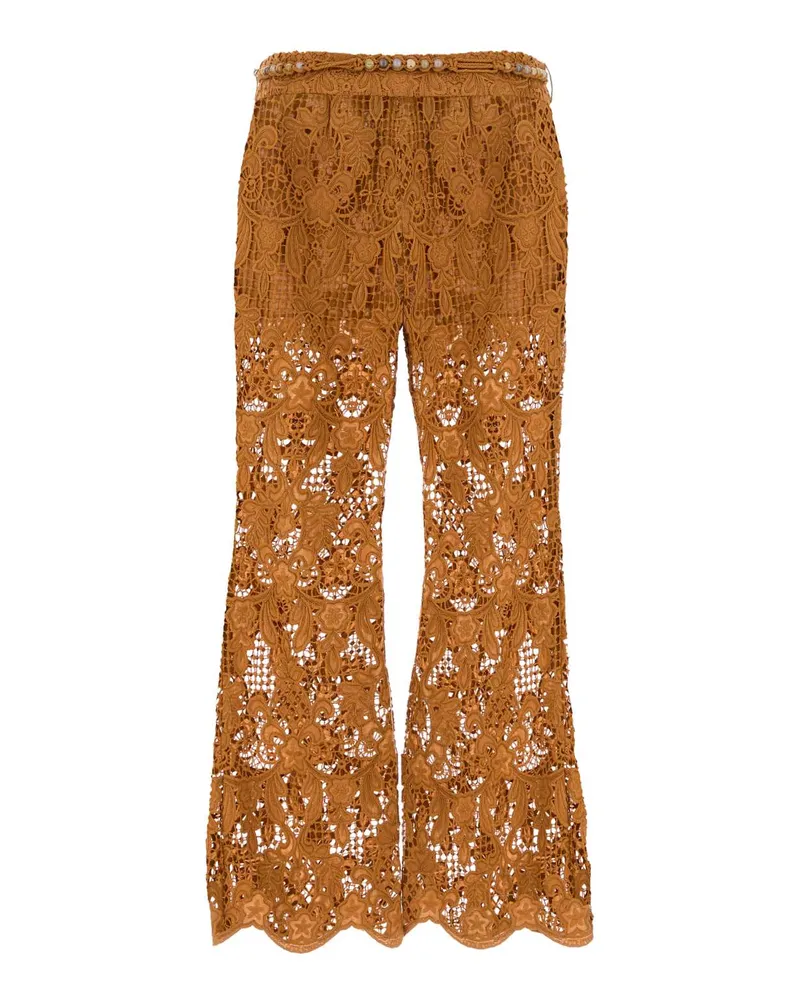 Zimmermann Women's Orange Lace Coco Pant Biscuit Pantaloni Trousers Biscuit
