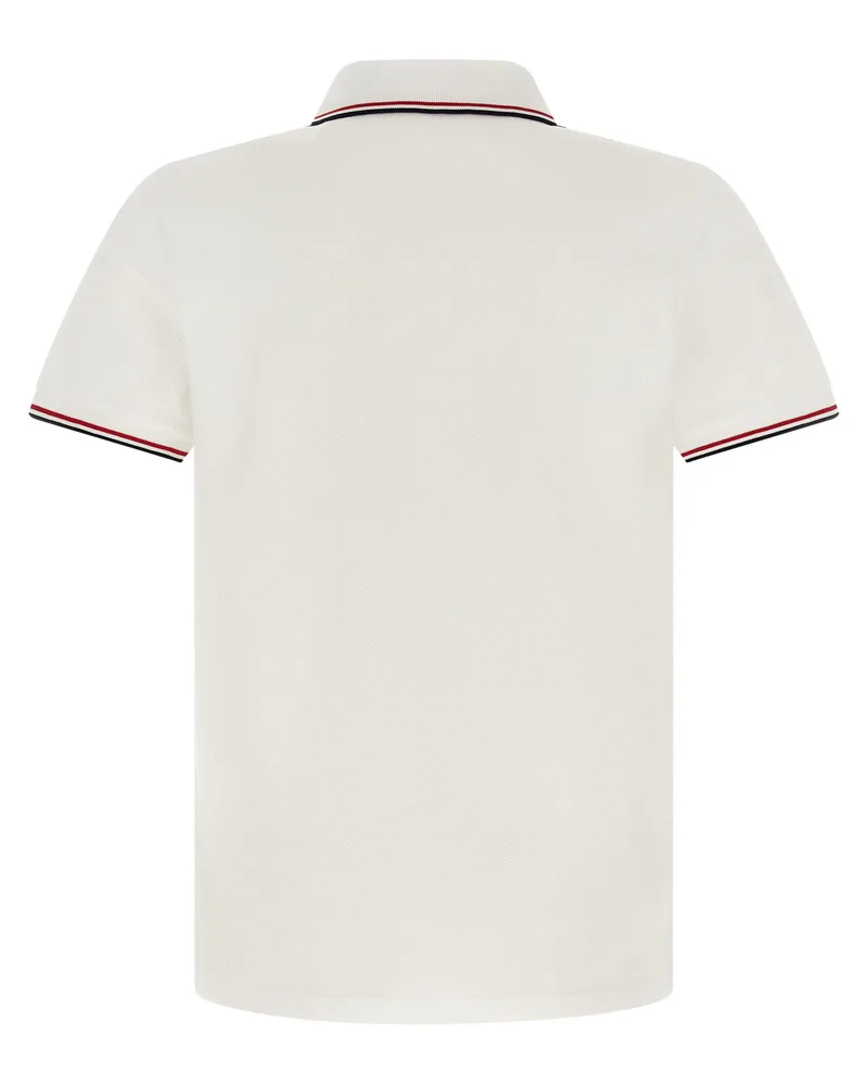 Moncler Tricolor-Trim Piqué Polo Shirt — white White
