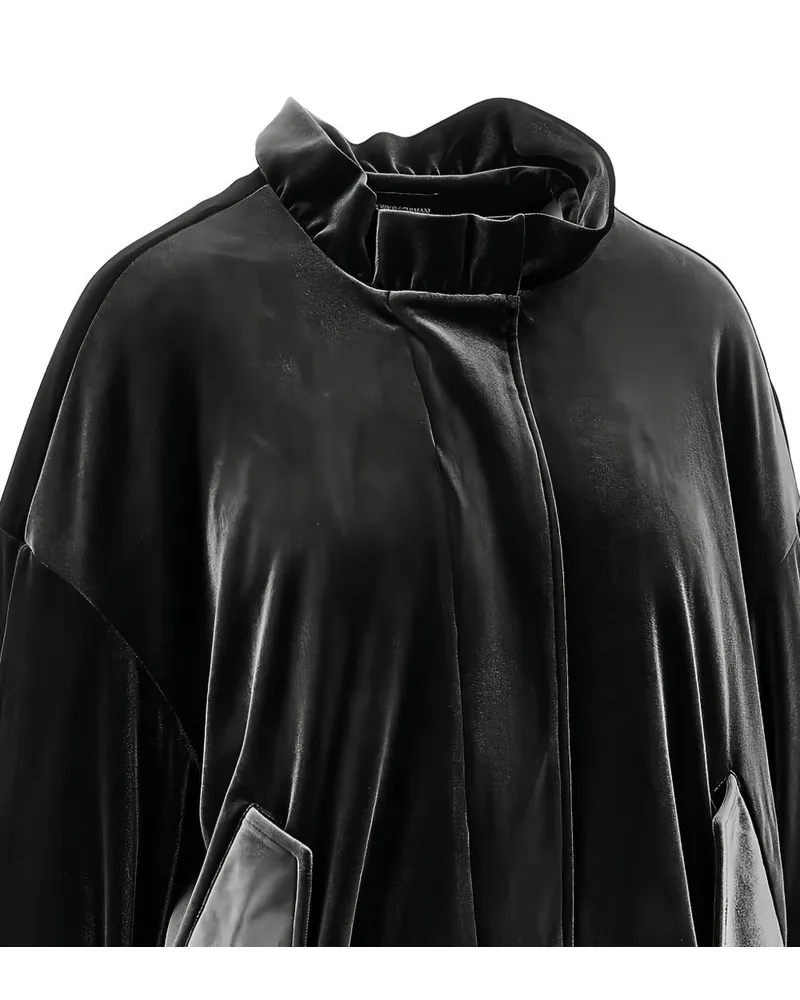 Emporio Armani Velvet-Effect Blouson Jacket — Black Black