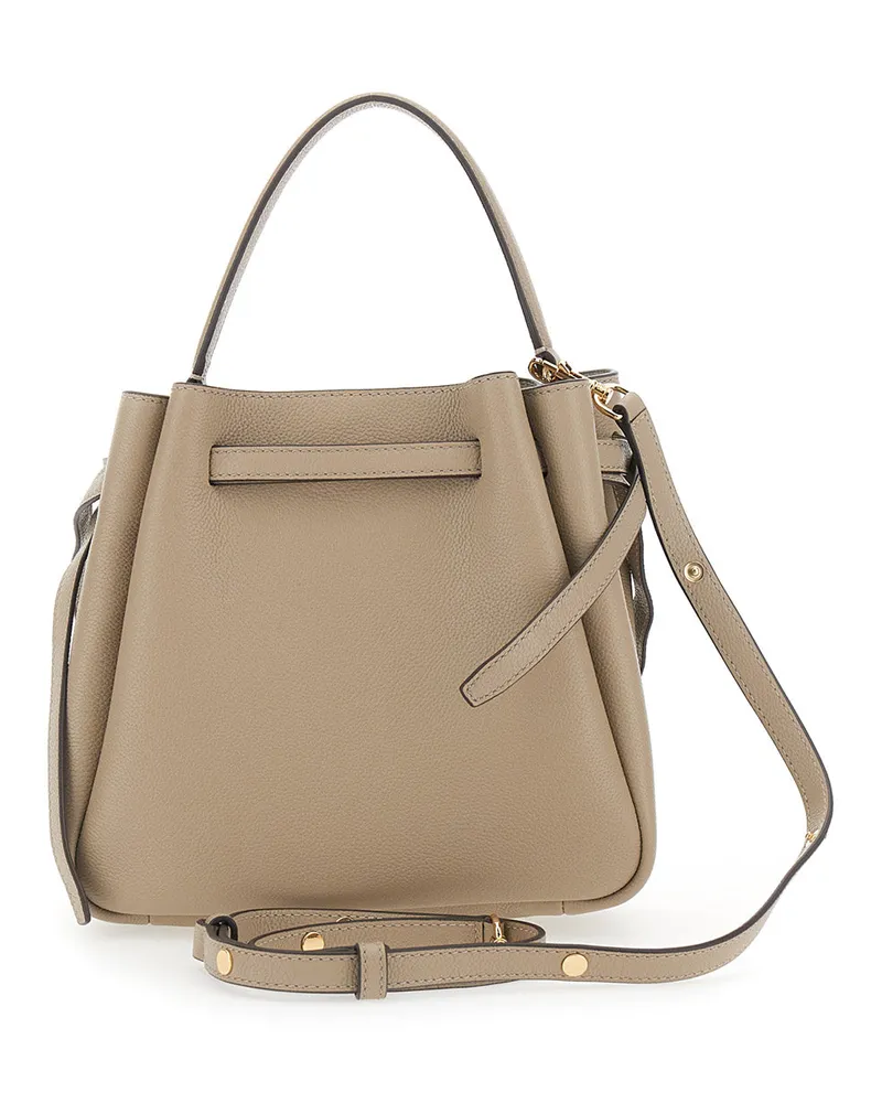 Tory Burch Women's Handbag Romy Bucket White Cowhide Leather Handbags Hand Bags Beige