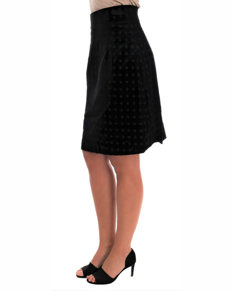 Dolce & Gabbana Women's Dark Green Baroque Velvet Pencil Skirt Cotton Black