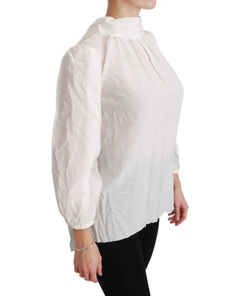 Dolce & Gabbana Women Silk Turtleneck Blouse White White