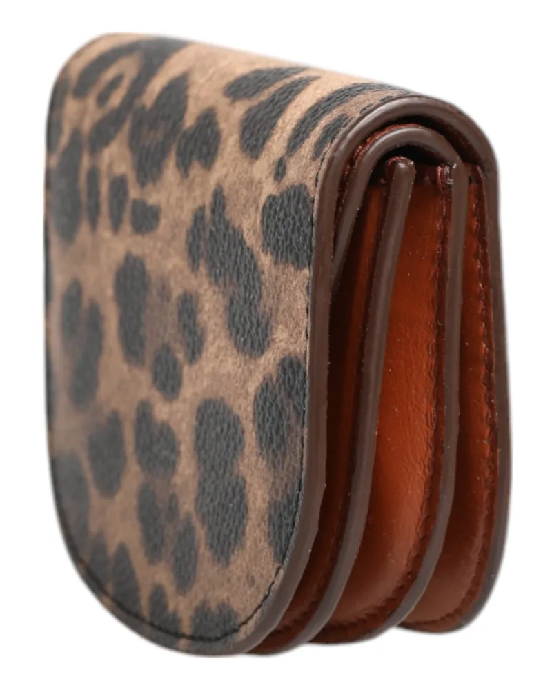 Dolce & Gabbana Women's Leopard Print Calf Leather Coin Purse Brown Brown