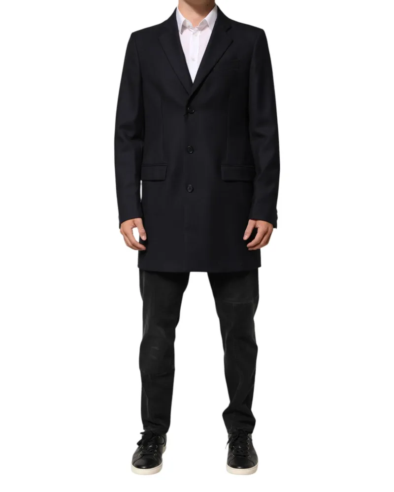 Dolce & Gabbana Dark Blue Wool Men Jacket Coat Blazer Suit Virgin Navy